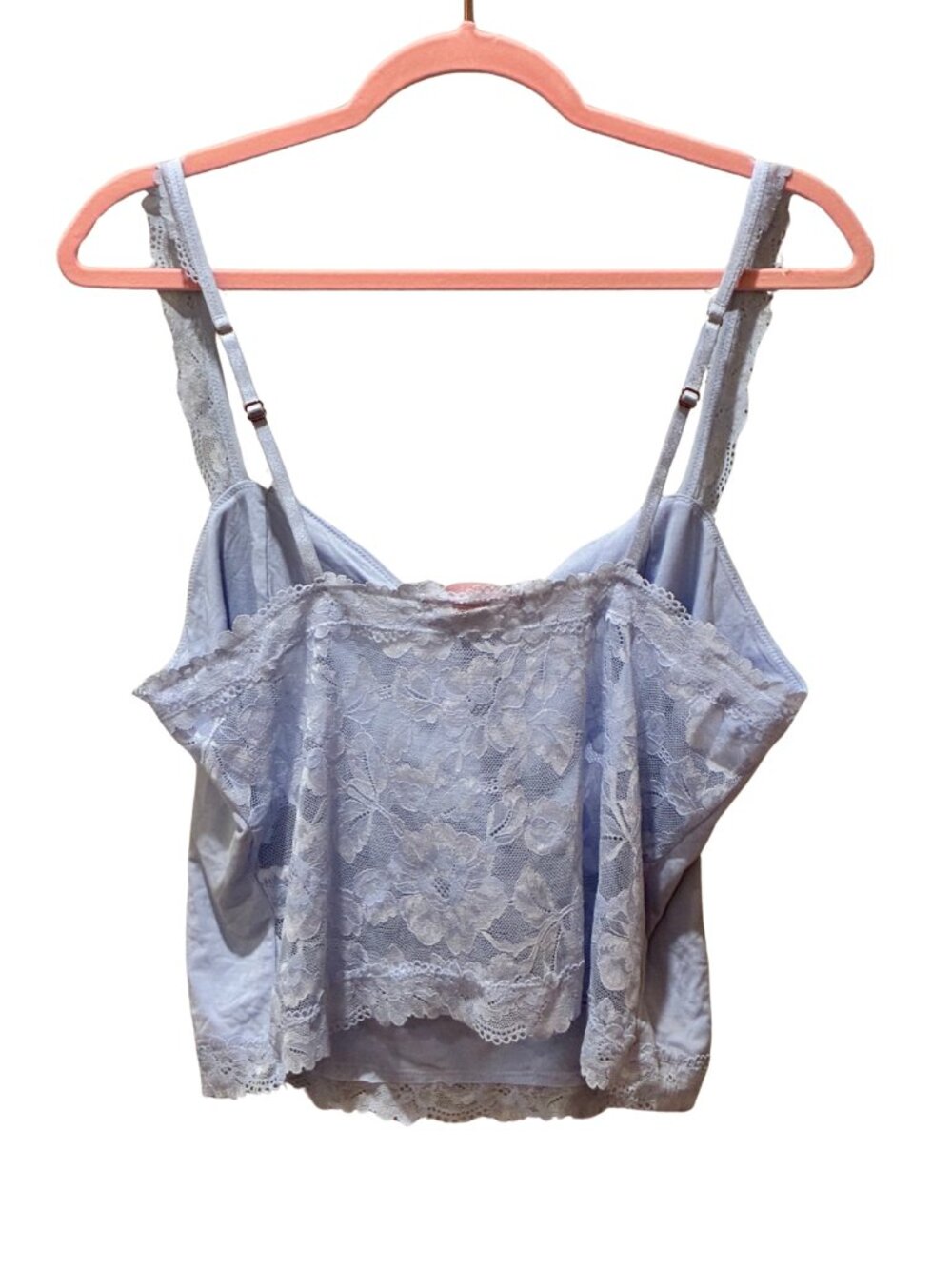 NWT Victoria’s Secret Periwinkle Lacy Trim Cami Tank Top Coquette Feminine XL - Picture 9 of 9